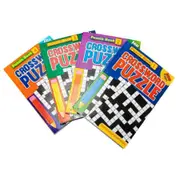 4 x A5 Crossword Puzzle Book Adults Kids Mind Activity Travel (140 Puzzles/Book)