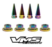 8 VMS RACING 14MM STRUT TOWER SPIKES NEO CHROME WASHERS FLANGED NUTS FOR HONDA (for: Honda Civic)