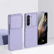 for Samsung Galaxy Z Fold 5 3 4 Zfold 3 4 Z Fold5 Slide Camera Protection Case Slim Matte PC Shockproof Hard,Light Purple,for Samsung Z Fold 4