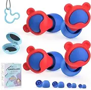 Kids Ear Plugs 2 Pairs(6-12 yrs),Reusable Noise Cancelling Earplugs, Silicone Noise Sensitivity Ear Plugs for Children/Small Ear, Ear Protection for Concerts/Sleep/Flying/School(red+red)