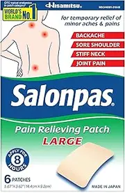 [Salonpas] Pain Relieving Large Patches 5.67"x 3.62" 6 Ea (Pack of 3)