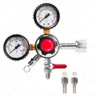 Home Brewing Draft Beer CO2 Regulator Dual Gauge + 1/4" MFL Check Valve Shutoff