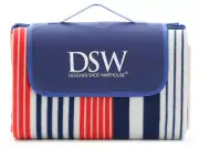 Picnic Blanket Yoga Mat Beach Towel Red White Blue Striped DSW Portable Fold Up
