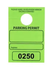 Parking Permit Hang Tags, 3 1/8 X 4 3/4, Grn, Num 0250-0299, Hole - PK/ 50 Tags