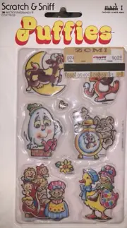 RARE 1984 MARK 1 - SCRATCH & SNIFF - PUFFIES - PUFFY STICKERS COLLECTORS
