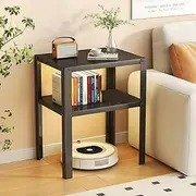 Bedroom Bedside Table, Metal Living Room Sofa Side End Table A169 (Black, 37X28X45CM)