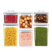 Pop Airtight Food Storage Containers Set with Lids 6 Pcs Stackable One Button...