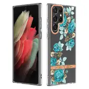 Lb5 Series Electroplating Imd Iml Tpu Case Flower Patterns Design Scratch-resistant Phone Back Cover For Samsung Galaxy S22 Ultra 5g - Hc004 Purple Be