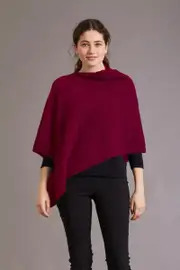 Possum Merino Wool Silk Poncho - Garter Detail Poncho - Made in NZ