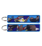 2pc Pokemon Lucario Anime Jet Tag Keychain with Keyring 2 different sides