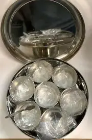 TRADITIONAL INDIAN SPICE BOX, STAINLESS STEEL MASALA DABBA 7 compartment