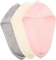 LIFKOME 3Pcs Quick Drying Hair Wrap Towels Fast Drying Bath Towels for Practical Water Absorption Hair Wraps Comfortable Design with Button for Spa and Home Use