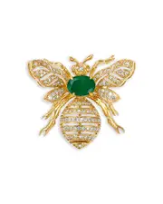 Bloomingdale's Fine Collection Emerald & Diamond Bee Brooch in 14K Yellow Gold