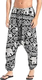 [AXKLBU] Mens Cotton Baggy Hippie Boho Gypsy Aladdin Yoga Harem Pants
