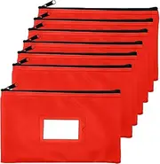 Money Bank Deposit Bag with Zipper | 11x6 inch | Red | Durable Leatherette Money Cash Coin Check Wallet Pouch for Men & Women with Framed ID Window and Blank Card | by GIDABRAND (7)