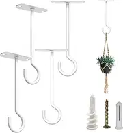 Ceiling Hooks Heavy Duty 4 Pack - Plant Hooks for Ceiling Hanging Hook for Hanging Basket Hook, Light, Bird Feeders, Wind Chimes Décor Indoor & Outdoor