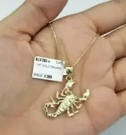 Clearance 100% Real 10K Yellow Scorpio Scorpion Pendant Charm Zodiac Free Chain