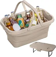 Foldable Picnic Basket, Insulated Picnic Basket, Portable, Anti-Leak, Insulated Table