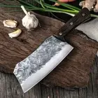 Handmade Cleaver Knife Forged Hammered Steel Wood Handle Chef Butcher Slicing L