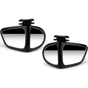 2Pcs 360 Rotatable 2 Side Car Blind Spot Convex Mirror Auxiliary Rearview Mirror Auto Exterior Rear View Parking Safety Driving 2pcs Black