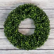 Pure Garden 12 Inch Boxwood Wreath Indoor Outdoor Artificial Fake Greenery