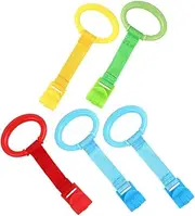 ULDIGI Bed Stand up Rings 5pcs Crib Pull Ring Set Safe Edges Infants Learning Tool for Nursery