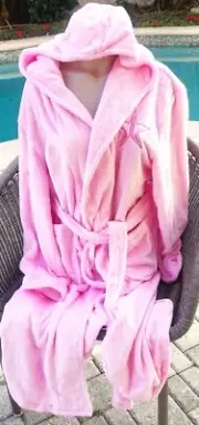 Jeffree Star Hot Pink bathRobe M L hooded furry plush long oversized RARE New