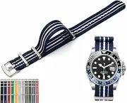 [Generic] 20mm Canvas Nylon Straps For Rolex Submariner And Omega Seamaster, Replacement Nylon Watch Band For Watches - Multiple Colors