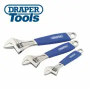 Draper 6", 8", 10" Adjustable 3 Piece Metric Marked Wrench Spanners Set 88598