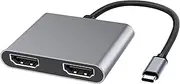 tunghey USB C to Dual HDMI Adapter, Dual Monitors Adapter USB C Adapter USB C Hub with 2 HDMI Docking Station 4K @30hz for Laptop