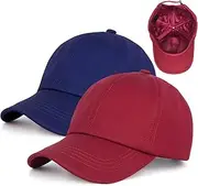[KIEPTOMIK] Baseball Cap Satin Lined Interior for Men and Women,Adjustable Baseball Cap Dad Golf Sun Hats, Navy Blue+wine Red, One Size