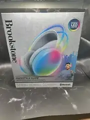 NIB Brookstone Freestyle Glow Wireless LED Headphones Bluetooth- Gaming -Fun!