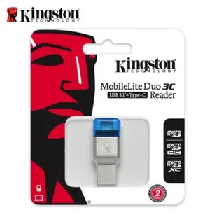 【Kingston 金士頓】全新 雙用介面 TypeC+USB3.1 小卡MicroSD讀卡機(原廠2年保固 MobileLite Duo)