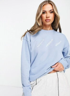 adidas Originals Logomania Triple Logo Sweatshirt in Light Blue XSmall