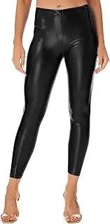 [TiaoBug] Ladies Metallic Shiny Glossy Faux Leather Leggings Skinny Fitted Mid Waist Club Disco Dance Pants