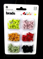 Basic Grey Multi-Color Painted Brads 180 Pieces For Scrapbooking & Crafts