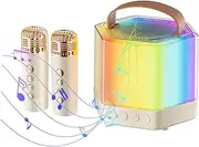 Karaoke Machine, with Two Wireless Microphones, for Adults and Kids, Portable PA Speaker System, with Colorful LED Light, Perfect for Home Party, Meeting, Wedding, Outdoor, Indoor