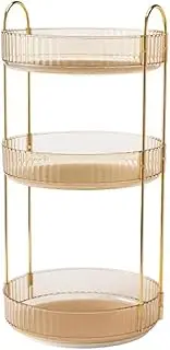 AIMALL 3-Tier Rotating Bathroom Storage Rack – Light Luxury Cosmetic and Jewellery Organiser, 360° Rotatable, Non-Perforated, 18.5x9.1 in