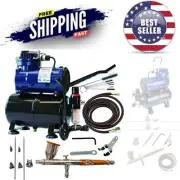 Airbrush Set and Compressor Kit Double Action Gravity Feed Water Solvent Use
