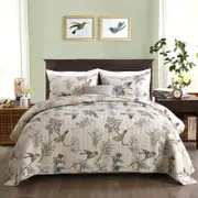 Quilted Queen/King Size Cotton Coverlet Bedspread Set Bird