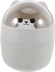 SEWACC Cute Mini Trash Can with Kawaii Small Waste Bin for Boy Girl Room Office Bathroom Versatile Tabletop Dustbin for Small Items