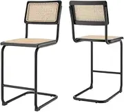 Set of 2 Matt Blatt Marcel Breuer Cesca Counter Stools Replica (Black/Rattan) - MBCESC2CSBC