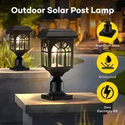 Solar Led Post Light Outdoor Garden Gate Street Pathway Security Lamp Cap Lantern Driveway Pole Pillar Energy Powered Landscape Patio Fence Yard Decor