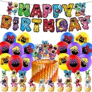 Smiling Critters Theme Party Decorating Set Birthday Banner Cake Cupcake Toppers Balloons