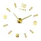 J DIY Wall Clock Frameless Silent Modern 3D Mirror Wall Sticker Clock For Bedro