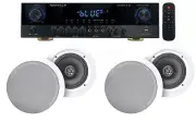 Rockville SINGMIX 5 Bluetooth Home Amplifier Receiver+(4) 6.5" Ceiling Speakers