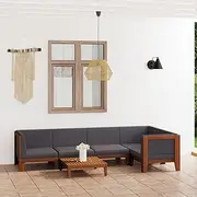 Patio Furniture Sets 6 Piece Garden Lounge Set with Cushions Solid Acacia Wood