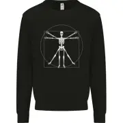 Vitruvian Skeleton Halloween Skull Funny Kids Sweatshirt Jumper