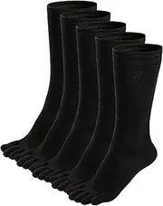 [ZAKASA] Mens Toe Socks Athletic Running Cushion Five Finger Cotton Crew Socks