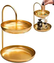 [TOMVAES] 2-Tier Serving Tray, Double Jewelry and Makeup Storage Display Standing Shelf, Multi-Layer Plates for Bracelets, Necklaces, Earrings, Fruits, Desserts, Candy Buffet